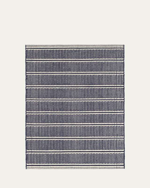 Archer Navy Handwoven Cotton Rug, 3' x 12'